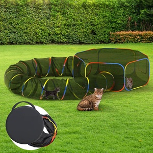 Kattententen voor Buiten, 6-In-1 Buitenkattenverblijven, Kattentunnels voor Binnenkatten Groot, Kattentunnel voor Binnenkatten Draagbare Pop-Up Mesh- Tenten voor Grote Katten Konijnen Fretten Kleine
