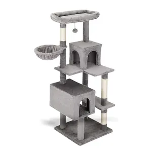 suppliers modern cheap grey plush cat climbing frame cat tree tower sisal rope activity center large playing house for big cats