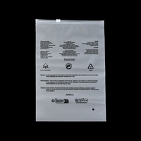 Sacs d'emballage pour vêtements en PE micro-étiquetés français, transparents, givrés, avec avertissement, fermeture éclair, écologiques, avec slogan, auto-scellants
