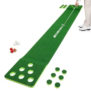 Golf Putting Green Mat Practice Golf Putting Mat Game Set con palline 12 Golf Hole Covers per uso interno ed esterno