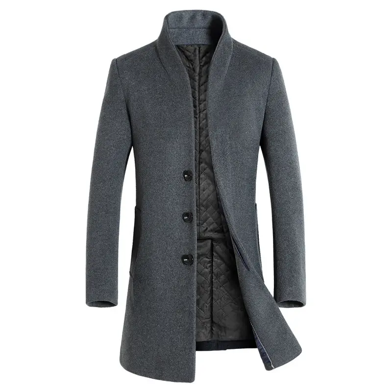 Fast Shipping 2023 Winter Men's Long Type Slim Woolen Coat Woolen Coat Trench Coat
