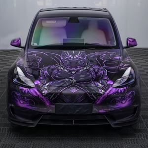 <span class=keywords><strong>Film</strong></span> de peinture automobile personnalisé KMS Black Panther Venom PET, finition brillante changeante de couleur, épaisseur 8MIL, 90% de protection UV, 80% de rejet IR - Product Image 1