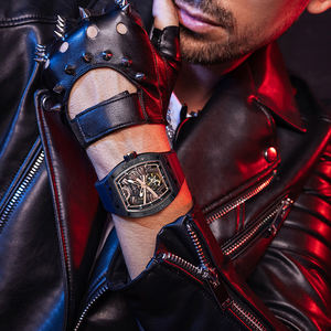 Montre automatique Bugatti Luxury Black Warrior Design, lumineuse, forme de barillet creux, cristal saphir, montre mécanique pour hommes d'affaires - Product Image 5