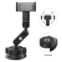 Accessoires pour téléphone Clip ventouse étanche en alliage d'aluminium Trou de vis 1/4 Rotation à 360° Adsorption sous vide universelle pour bureau