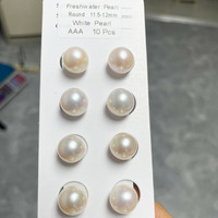 Perles d'eau douce rondes, blanches, roses, violettes, demi-percées, perles cultivées naturelles pour la fabrication de bijoux