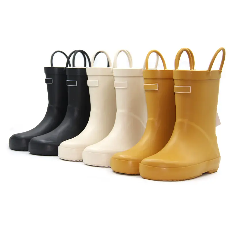 Toptan bebek gumboots su geçirmez toddler kız yağmur ayakkabıları çocuk lastik çizmeler kolları ile çocuklar için