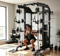 2026 Black Fitness Machine Smith Tout-en-un, Rack à Squats, Crossover de Câbles, Cage de Musculation Multifonction pour Entraînement à Domicile