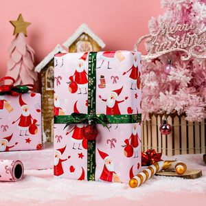 Santa Claus Christmas Wrapping <b>Paper</b> <b>Roll</b> Pink Reversible Gift <b>Wrap</b> 17 Inch X 33 Feet Craft Packaging <b>Paper</b> - Product Image 6