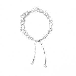 925 Silver Chain Link <b>Bracelet</b> With Crystal Rhinestone Minimalist <b>Adjustable</b> Women's Everyday Wear Jewelry - Product Image 2