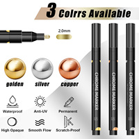 Spidol Permanen Golde Silver Copper Mirror Chrome 2mm Ujung Bulat Tekan Katup Keluaran Tinta Perbaikan - Model Lukisan DIY Seni