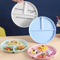 Assiettes divisées incassables pour adultes Assiettes à dîner profondes de 9 pouces Conception divisée pour assiettes à compartiments pour mangeurs difficiles