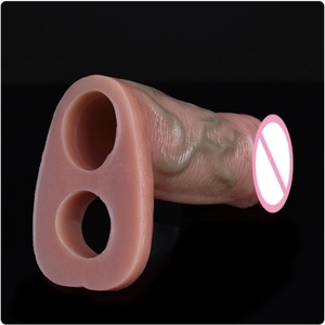Silicone Male Masturbator Penis Sleeve Open-ended Realistic <b>Dildo</b> Sheath Cock Enlargement Sex Toys for Men Skin Touch - Product Image 4