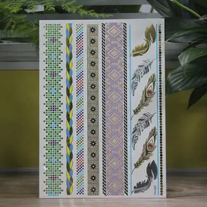 Nuovo disegno temporaneo del tatuaggio di adesivi metallici <span class=keywords><strong>oro</strong></span> e argento alla moda - Product Image 4