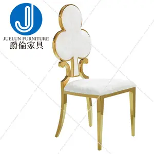 Modern Light Luxury Design Event Party Flower Back Leather Upholstered Stainless Steel Gold Wedding Chairs