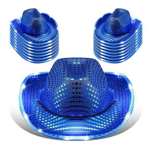 Chapeau de fête en vrac en gros chapeaux de cowboy hommes et femmes en feutre rose avec lumière néon - Product Image 5