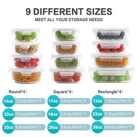 Ensemble de 24 récipients de stockage d'aliments en verre borosilicaté, boîtes à lunch pour la préparation des repas avec couvercle hermétique en PP, couvercles 12 récipients
