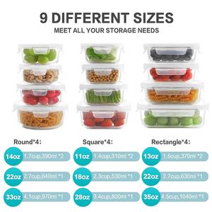 Juego de 24 contenedores de almacenamiento de alimentos de vidrio de borosilicato alto, fiambreras para preparación de comidas con tapa hermética de PP, 12 tapas, 12 contenedores - Product Image 2