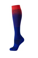 Chaussettes de compression équestres longues en nylon à gradient coloré personnalisé, performance sportive, genou haut, 15-20 mmHg