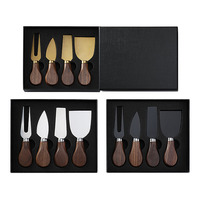 Premium Couverts Cadeau Fromage Outil 4-6-Pcs Trancheuse Cutter Fromage Fourchette Épandage Couteau Ensemble Collection Acacia Poignée Chesse Couteau Ensemble