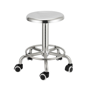 Mu Zixing Stainless Steel <b>Stool</b> 304 Round <b>Adjustable</b> Height Lab Chair For Hospital Workshop <b>Bar</b> Use - Product Image 1
