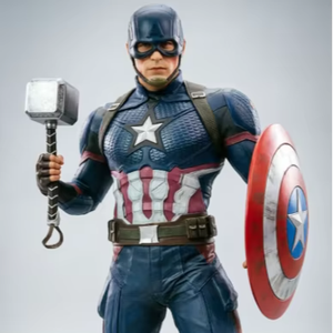Statue Captain America de la série de bandes dessinées américaines Marvel Avengers, figurine en résine à l'échelle 1/2 pour décoration intérieure, objet de collection avec bouclier et marteau - Product Image 1
