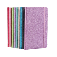 Nuevo diseño brillante PU cubierta de cuero cuaderno A5 línea brillante página diario brillo Color cuaderno con correa elástica