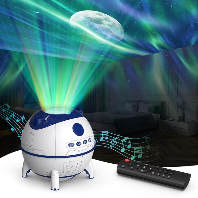 Ceiling Galaxy Projector Lamp 8 Soothing Sound Aurora Starlight Projector Atmosphere Night Light Space Capsule Galaxy Projector