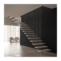 Prima Design d'escaliers droits d'intérieur Rampe en acier mono personnalisée Escalier flottant Escalier moderne en bois à vendre