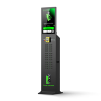Station de location de batteries externes avec borne à 24 emplacements, écran tactile de 23,8 pouces et système de point de vente intégré