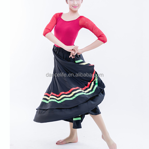A2332 <strong>Full</strong> <strong>Length</strong> Long Black Dance <strong>Skirt</strong> Black Nylon Character Dance <strong>Skirt</strong> Wholesale Girls Character Modern Dance <strong>Skirt</strong> - Product Image 2