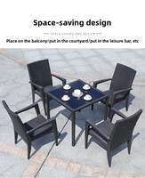Ensemble de meubles d'extérieur en rotin PE - Table et chaises de jardin, patio, balcon, ensemble de 3 pièces pour jardin, cour, bord de piscine