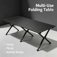 Table de pique-nique pliante ultra-légère, durable et portable, stable et sans basculement, pour repas en extérieur, camping et stand.
