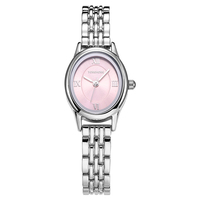 Montre à quartz pour femme, cadran rose à motifs, boîtier en alliage, bracelet en acier inoxydable, 30 mm, résistante à l'eau 3 BAR, personnalisable