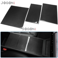Boîte de rangement de la console centrale en fibre de carbone véritable, garniture de panneau pour Tesla Model 3 Highland 2024 2025, accessoires intérieurs, 3 pièces