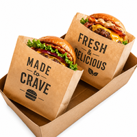 Sacs à hamburgers en papier kraft résistant à la graisse, vente en gros, pochettes alimentaires personnalisées imprimées pour la restauration rapide à emporter