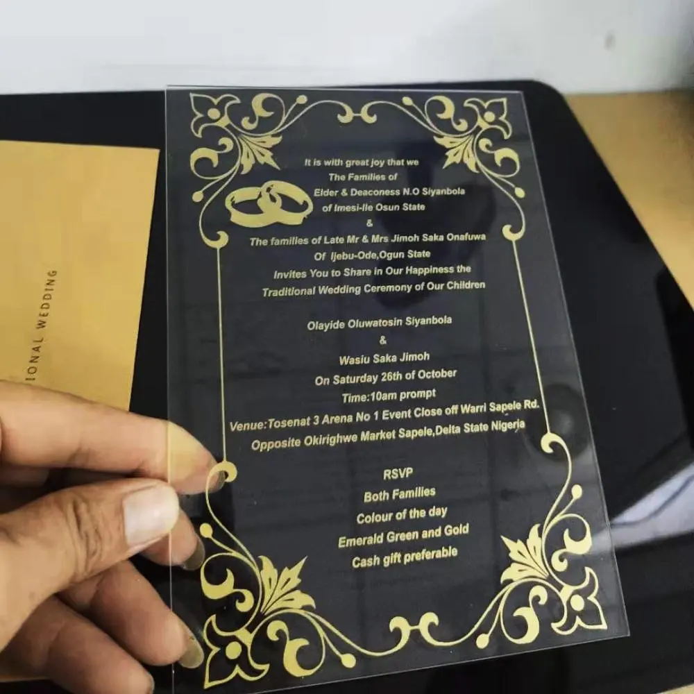 Лазерная Свадебная пригласительная открытка с индивидуальным дизайном роскошное акриловое приглашение