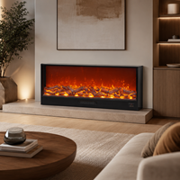Chimenea Eléctrica LCD con Construcción Metálica LED para Mueble de TV, Pared Multimedia, Uso Doméstico y Hotelero, Control Remoto en Inglés