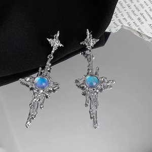 Pendientes Colgantes <span class=keywords><strong>de</strong></span> <span class=keywords><strong>Piedra</strong></span> Lunar con Cruz <span class=keywords><strong>de</strong></span> Metal Líquido Irregular <span class=keywords><strong>para</strong></span> Mujer y Niña, Joyería <span class=keywords><strong>de</strong></span> Cristales en Forma <span class=keywords><strong>de</strong></span> Gota - Product Image 6