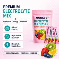OEM Private Label Elektrolytenpoeder Mix 5 Fruit Smaken Hydratatie Energie Aanvulling 10 Sticks 60g 6g Dosis Sport Supplement