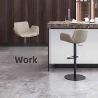[En stock] Tabouret de bar moderne de style américain en acier inoxydable, luxe léger, avec dossier, pivotant et réglable en hauteur, pour bar à domicile