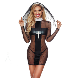Disfraz de Halloween de Fantasia para Adultos, Lencería Sexy de Alta Calidad para Mujer, Disfraz de <span class=keywords><strong>Monja</strong></span> Sexy para Fiesta - Product Image 1