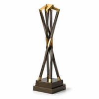 Trophée en métal Thistle, motif feuilles de gazon arqué en cuivre, logo personnalisé, trophée de récompense, cylindre noir mat, cadeaux de bienvenue