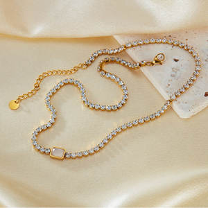 Collar de moda con colgante de acero inoxidable 316L personalizado, chapado en oro PVD de 14K y 18K, joyería fina, collar tipo tenis para mujer - Product Image 2