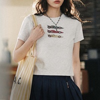 T-shirts pour femmes Maden Crop Tops Femme Heavyweight Structured Shoulder Slim Fit Cropped Summer Top Tees Produit Tendance 2026