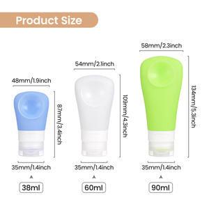 <b>Portable</b> Reusable Silicone Cosmetic Containers 3oz 60/90ml TSA Approved Leak-Proof Silicone Refillable Travel Bottles - Product Image 2