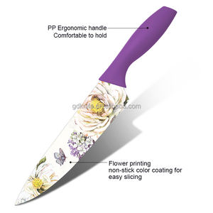 5pcs नई डिजाइन फूल मुद्रण पर्यावरण के अनुकूल पीपी संभाल रंगीन गैर छड़ी कोटिंग रसोई के चाकू सेट - Product Image 2