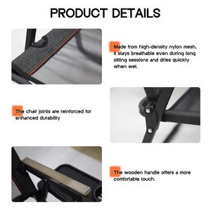 Chaise pliante de voyage légère pour l'extérieur, en tissu respirant, pour la plage, le jardin et la pêche, idéale pour le camping - Product Image 3