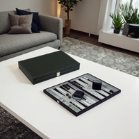 Sonny Jeu d'échecs d'intérieur en cuir PU Jeu de backgammon personnalisé de luxe de 18 pouces