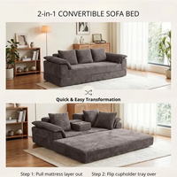 Canapé-lit convertible deux places avec fonction inclinable, porte-gobelets escamotable et poches de rangement – Idéal pour appartement