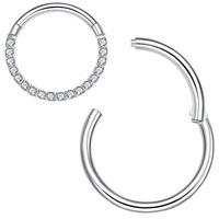 Anneau de nez articulé en acier 316L avec pierre CZ, pour septum, cartilage d'oreille, tragus, hélix, lèvre, piercing corporel